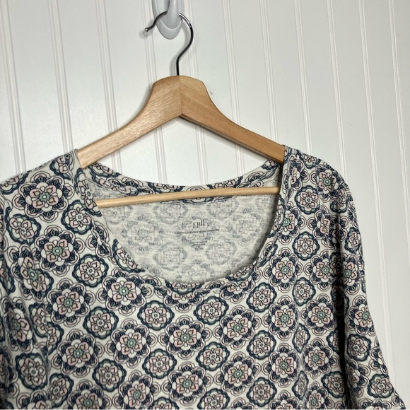 J Jill‎ Top XLP Petite XL Pima Scoop Neck Elbow Sleeve Tee - Picture 2 of 8